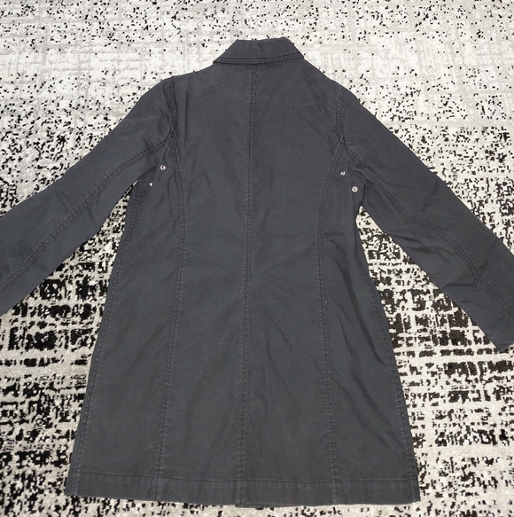 Gap Vintage 2003 Black Cotton Mac Trench Coat - Mod Floral Lining - Size M - Picture 16 of 16